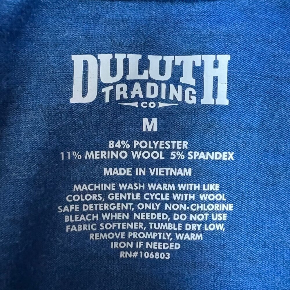 Duluth Trading Co Dry & Mighty Long Sleeve Hoodie Tunic Womens M Blue Wool Blend - Picture 11 of 11